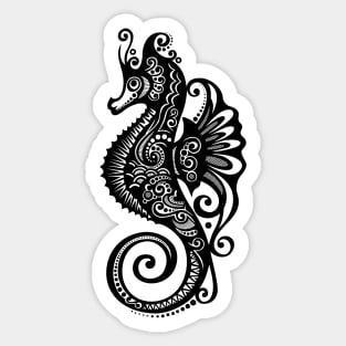 Black and White Print of Exotic Sea Horse Sticker